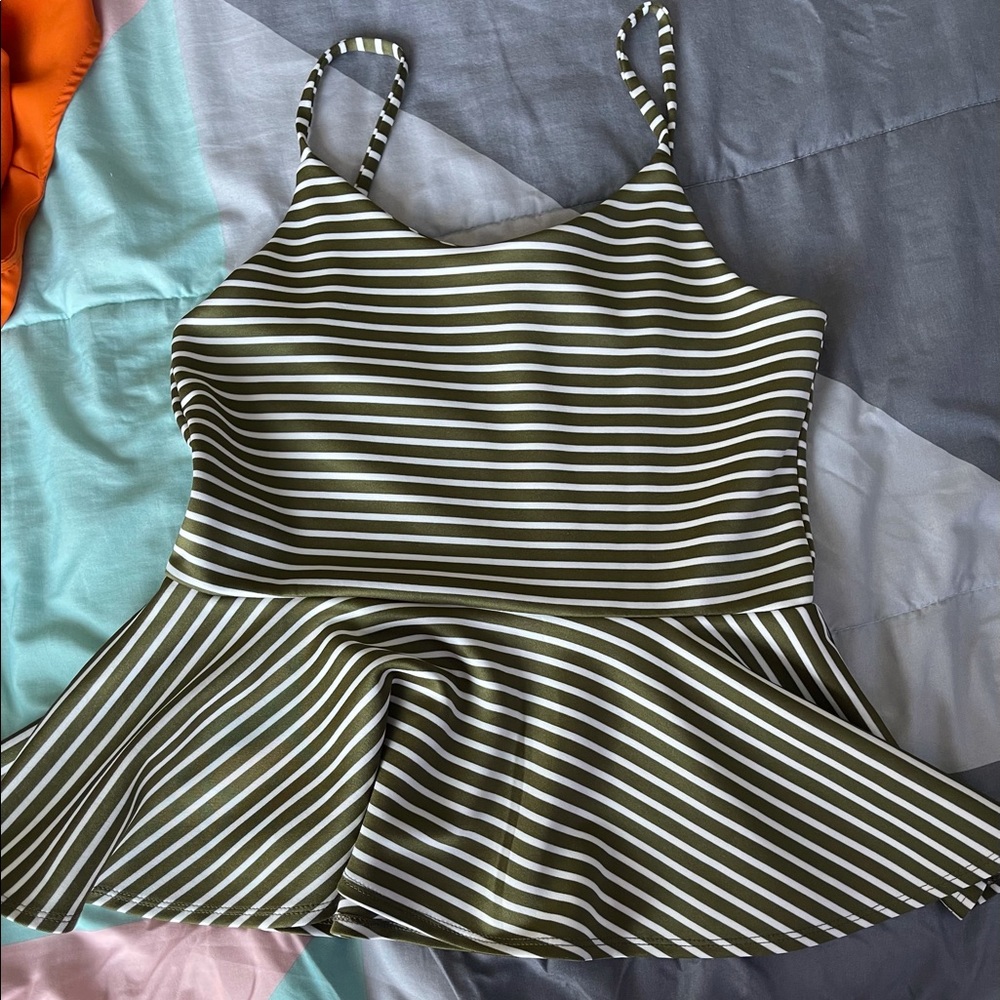 Striped green and white flared top